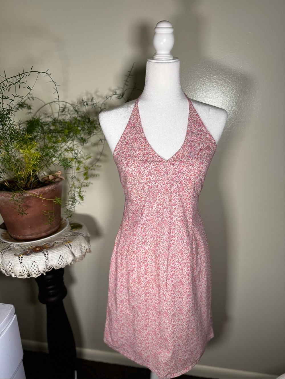 Old Navy Pink Floral Halter Mini Dress